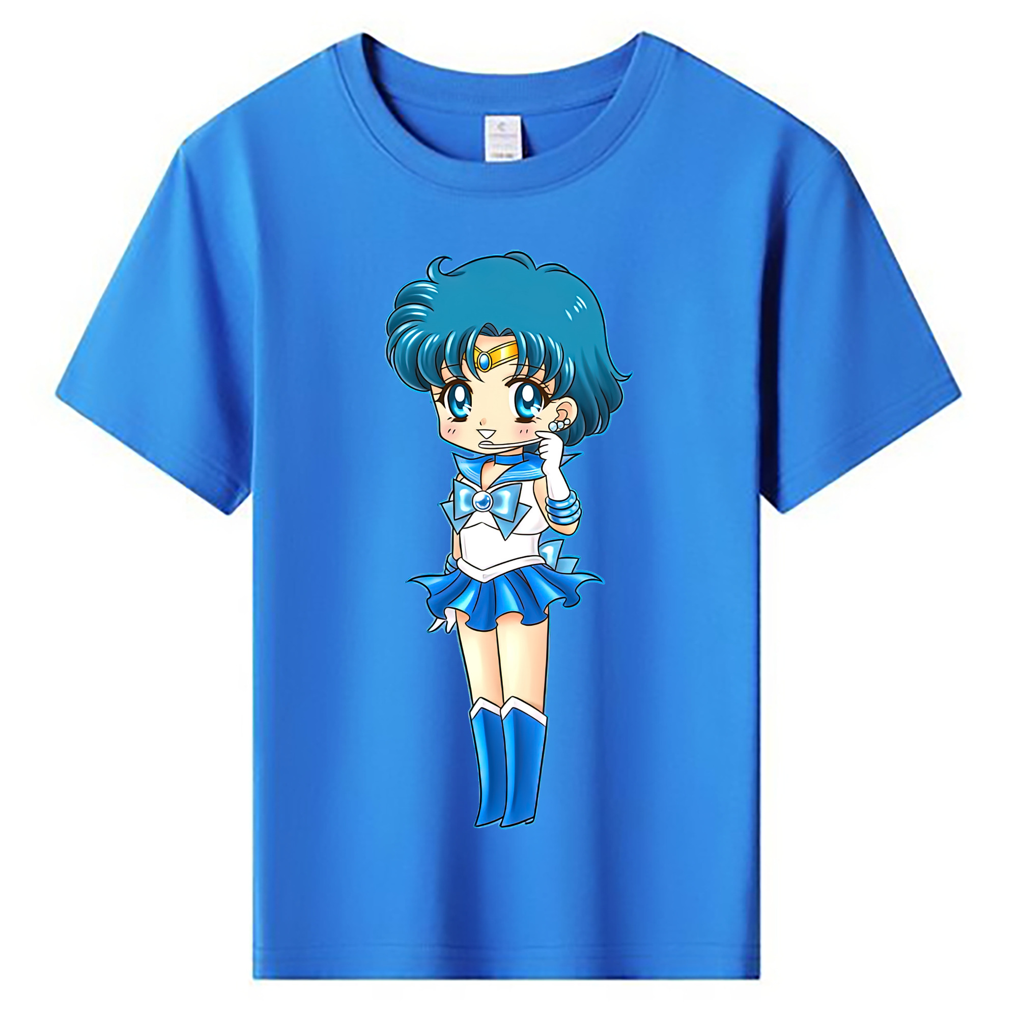 （画像用） 美少女戦士セーラームーン 水野 亜美 みずの あみ Sailor Moon Mizuno Ami 綿100％キッズTシャツ（フロントプリント）